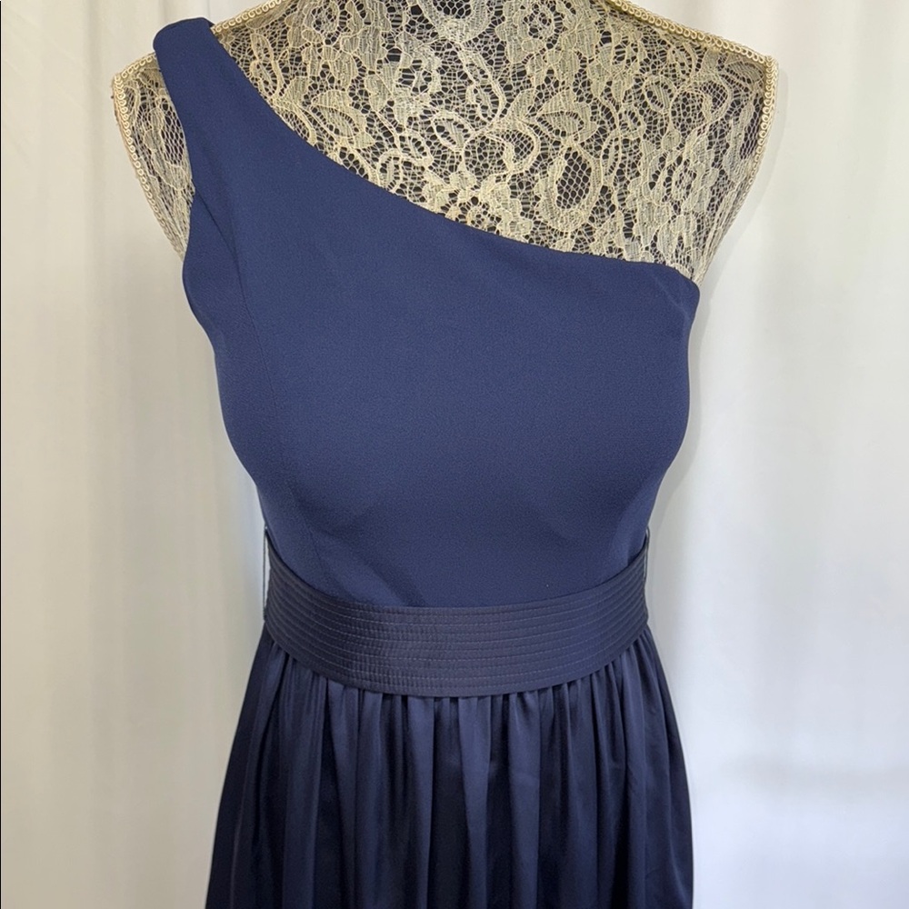 Vera Wang One Shoulder Blue Dress Size 8 Wedding Guest Formal Gown